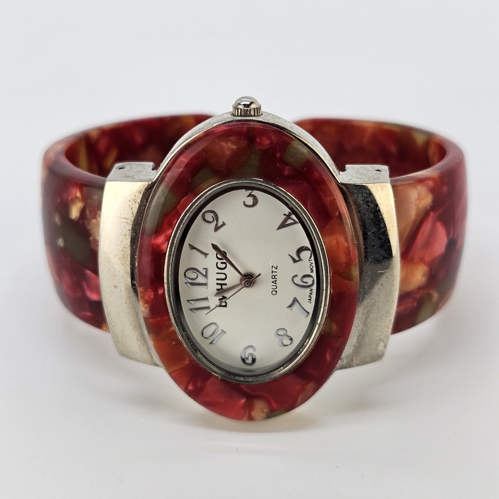 Women's Analog Cuff Watch 42MM White Dial Multicolor Cuff Bands 5" NEW Battery